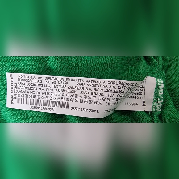 Zara Green 100% Linen Ruffle Sleeve Round Neck Knit Blouse Top Size Large - Picture 9 of 10